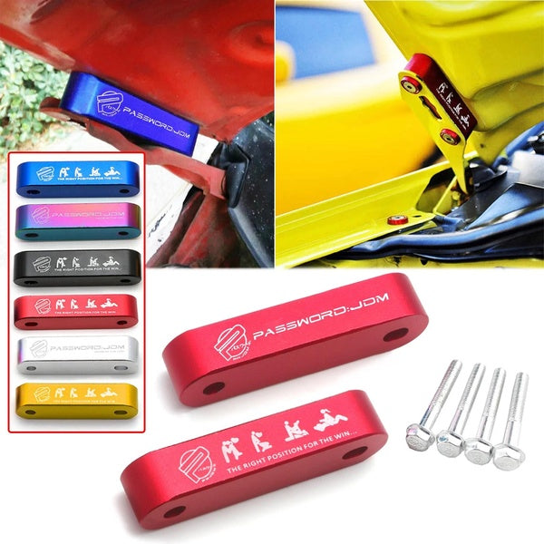 2pcs PASSWARD JDM Billet Aluminum Hood Risers For honda fender washers with logo