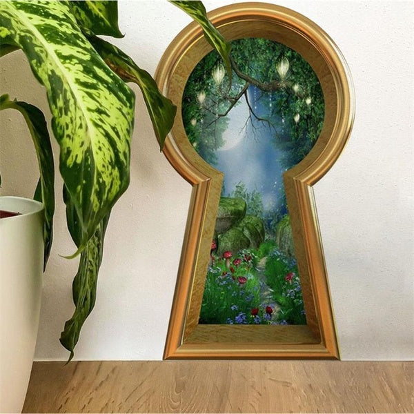 Fantasy Keyhole Wall Decal Forest Wonderland Fairytale Stickers for Decoration