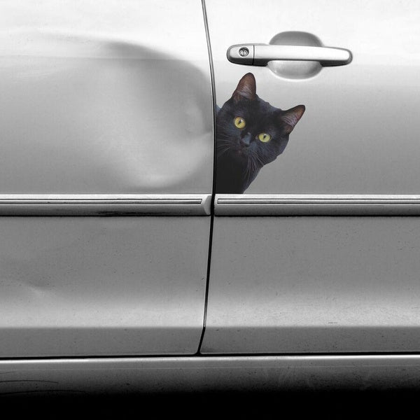Black Peeking Cat For Car Bumper Window Wall Vinyl Decal Sticker