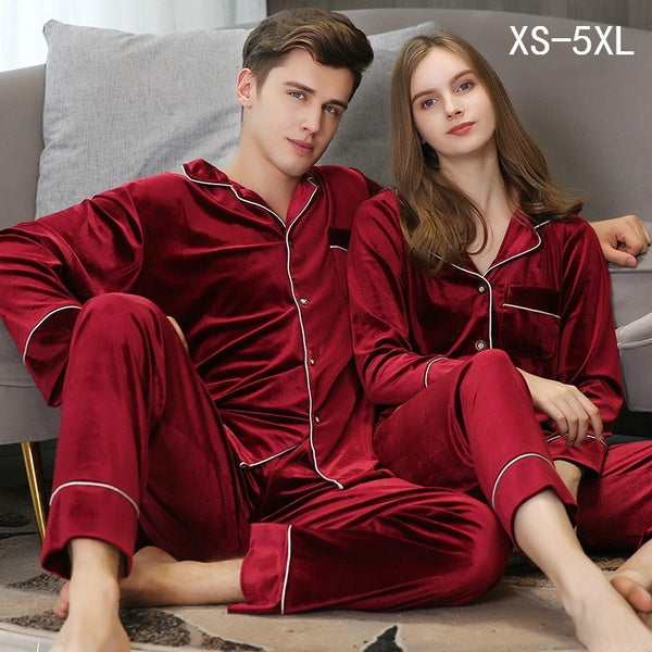 Winter Warm Men and Women Fashion Two Piece Pyjamas Suits Soft Velvet Long Sleeved Sleepwear Homewear(5 Colors)