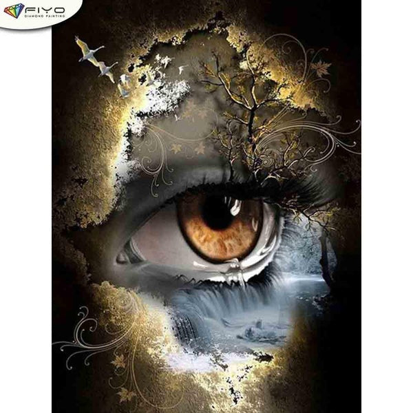 FIYO Eye DIY 5D Diamond Painting Full Drill with Number Kits Home and Kitchen Fashion Cross Stitch Embroidery Paintings Canvas Pictures Wall Decorati