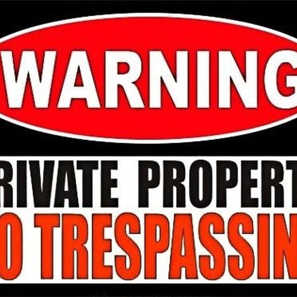 2Pcs Private Property No Trespassing Warning Sign Vinyl Sticker Decal 6in wide