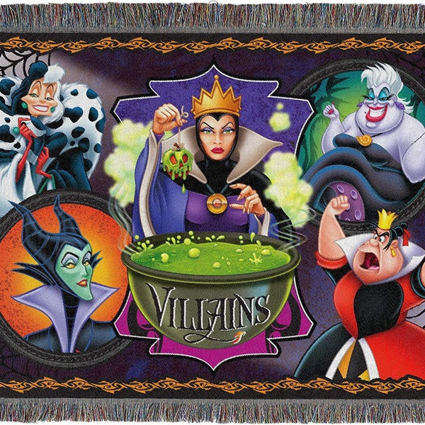 Disney-Pixar Villains, "Vile Villains" Woven Tapestry Throw Blanket, 48" x 60"