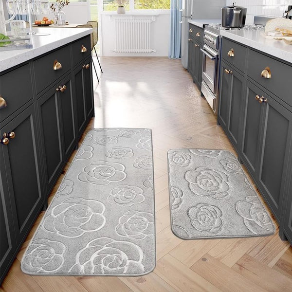 1pc-2pcs Oversized Luxury Rose Flower Bath Mat Quickly Absorbent Anti Slip Bath Rug Washable Soft And Comfortable Memory Foam Carpet For Bathroom Bed