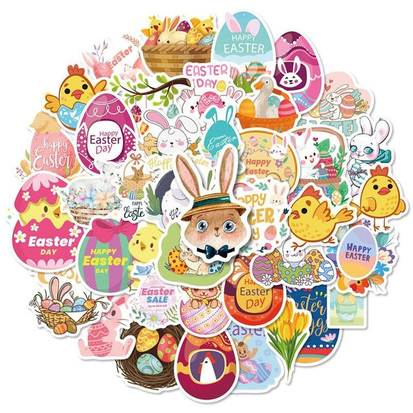 10--25-50Pcs Easter Sticker Easter Rabbit Graffiti Stickers Water Bottle Laptop Mobile Phone Skateboard Kids Adult Stickers