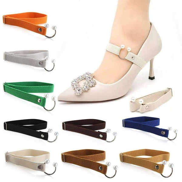 1Pair Women High Heels Adjustable Elastic Shoe Strap Belt U-shaped Pearl Elastic Shoelace Anti-drop Heels Shoe Accessories-30