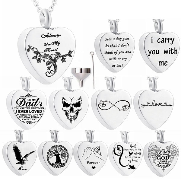 Pet Urn Necklace for Ashes, Heart Cremation Memorial Keepsake Pendant Necklace Jewelry with Fill Kit and Gift Bag