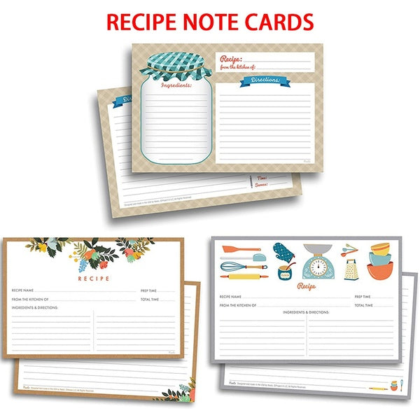 20-50pcs Home Kitchen Recipe Cards - Double Sided Cards, 4x6 Inches Perfect for House-warming Parties, Invitations, or Mason Jar Kits
