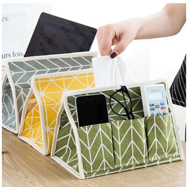 Simple Nordic Fabric Paper Towel Storage Box Cotton and Linen Desktop Storage Cosmetics Pumping Box Stationery Sundries Bag Garden Wind Multi-functio