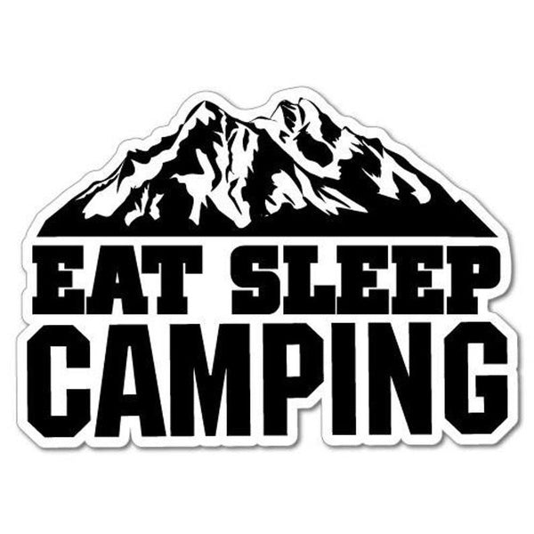 New Hot Eat Sleep Camping Adventure Caravan Sticker Outdoor Adventure In The Wild Sticker Vinyl Applique Laptop Car Window Door Bumper Sticker