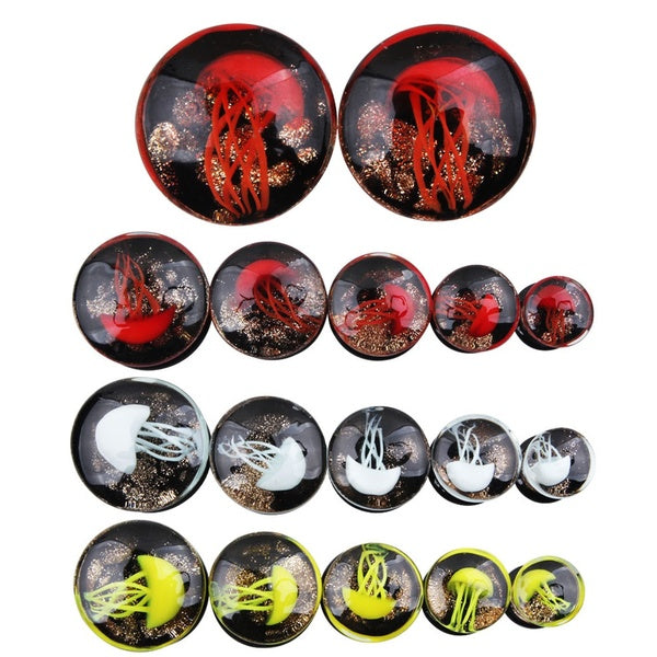 Alisouy nouveau 1 Pc méduse mer Animal verre oreille alésoir bouchon jauges boucle d'oreille Piercing expanseur chair Tunnel civière corps bijoux