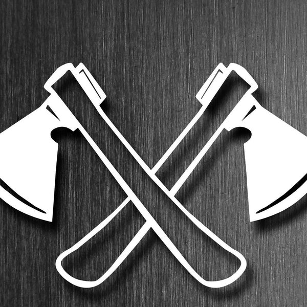 Set of 2 Crossed hand Axes vinyl decal