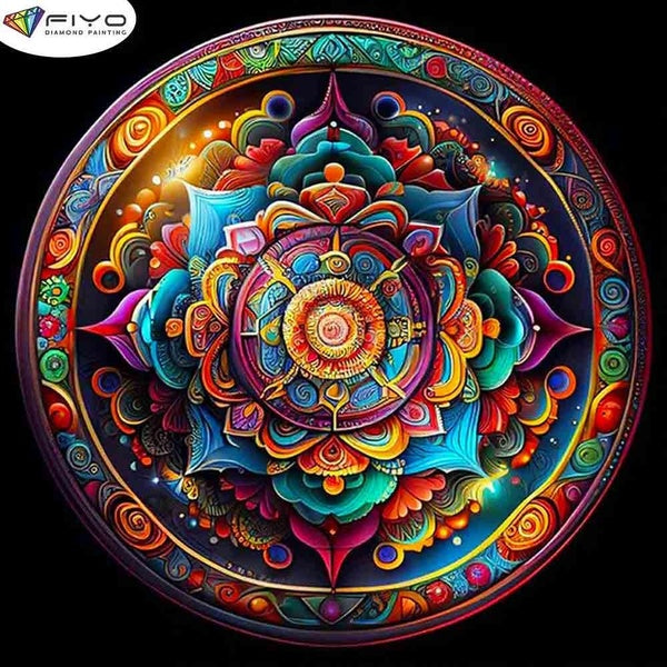 FIYO Ancient Mandala Diamond Painting Kits For Adults DIY 5D Diamond Mosaic Diamond Painting Home and Kitchen Fashion Canvas Pictures Wall Decoration