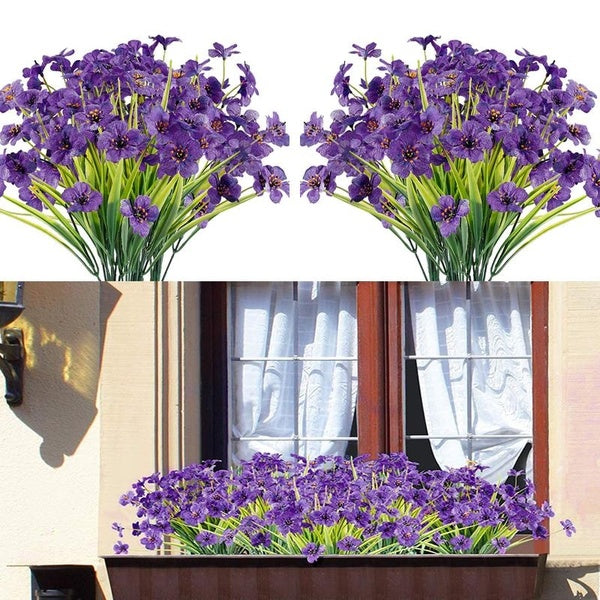 1-3-5 bunches Realistic Violet Artificial Flowers for Outdoor Decoration UV Protective Fake Plants Porch Outdoor Wedding Decoration
