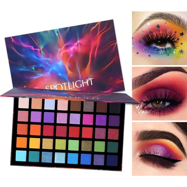 40 Colors Professional Spotlight Makeup Kit Eyeshadow Palette Makeup Pallet Matte Shimmer Eye Shadow Highly Pigmented Colorful Powder Long Lasting Wa