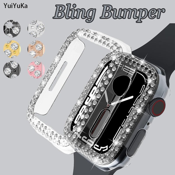 YuiYuKa Bling Bumper Case For Apple Watch 8 7 41mm 45mm 44mm 40mm 42mm 38mm Diamond Protector Accessories Cover for IWatch Series 6 SE 5 4 3 2 1 Matron Inn