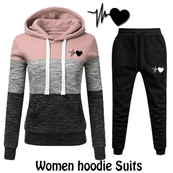 New Fahsion Womens Casual Hoodies+pants 2 piece Suit Ladies Tracksuits Sports Set Jogging Trousers