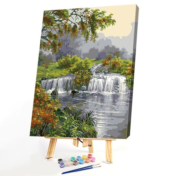 FIYO Stream Diy Paint by Numbers Kits for Adults and Kids Beginner on Canvas Fashion Oil Painting Wall Art for Gift( No Frame )