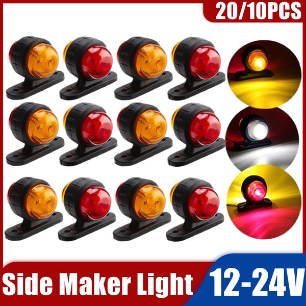 20-10Pcs 10V-30V Universal Side Marker Light Double Side Lighting Voyant lumineux pour voitures Voyant d'avertissement Remorque Camion Caravane Camio