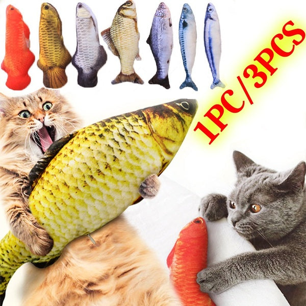 1PCS-3PCS Pet Plush 3D Fish Shape Cat Toy Interactive Gifts Fish Catnip Toys Simulation Fish Toy Pet Plush Catmint Fish Toy