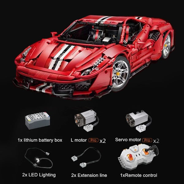 New 3187Pcs MOC Super Sport Car 488 Racing Car Model Building Blocks Bricks Toy For Boys DIY Gifts