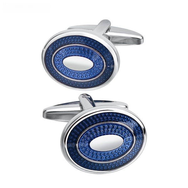 New French Blue Enamel Cufflinks Oval Cufflinks High Quality Cufflinks Men's Business Party Gifts Jewelry Accessories Matron Inn