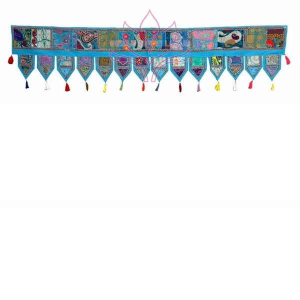 Patchwork Indian Door Toran Handmade Banjara Window Valance Embroidered Gypsy Large Door Hanging Boho Curtain Topper JC03G