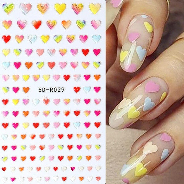 5D Stickers For Nails Valentine's Day Rainbow Design Decals Gradual Butterfly Love Slider Nail Art Supplies And Decorations