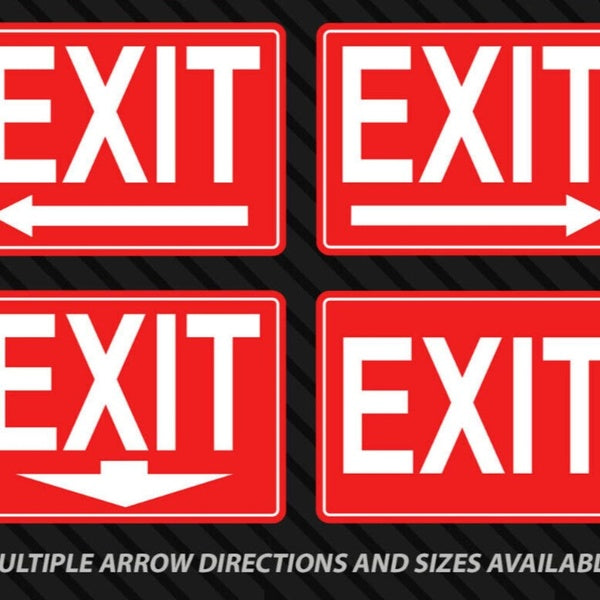 2X Exit Sticker Door Arrow Window Business Entrance Exit Sign Emergency Safety Sticker Decal