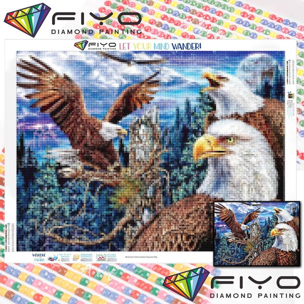 FIYO Eagle DIY 5D Diamond Painting Full Drill with Number Kits Maison et Cuisine Mode Mosaïque Diamant Peinture Toile Décoration Murale Cadeau Artisa