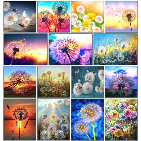 Dandelion DIY 5D Diamond Painting Full Drill with Number Kits Home and Kitchen Fashion Crystal Rhinestone Cross Stitch Embroidery Paintings Canvas Pi