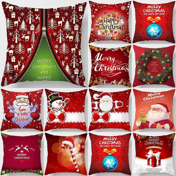 Christmas snowman printing pillowcase home decoration car sofa cushion (45*45cm)