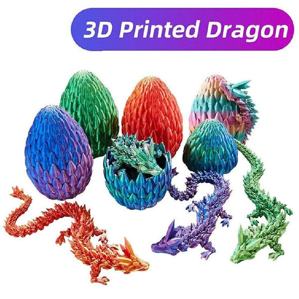 3D Printed Dragon in Egg Full Articulated Dragon Fidget Toys Home Office Decor Desk Toys Stress Relief