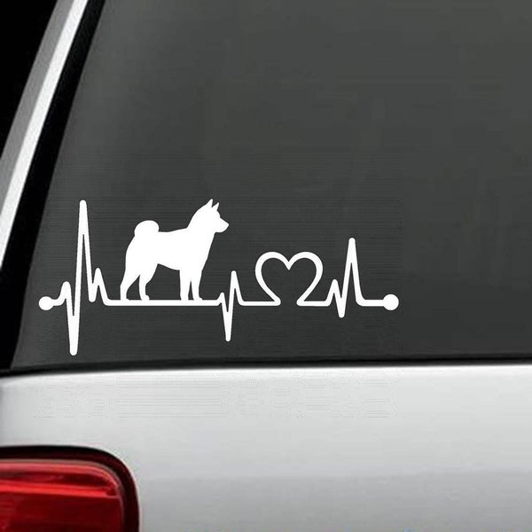 8.0 Inches x 3.5 Inches Shiba Inu Heartbeat Lifeline Dog Decal Sticker Cat Truck SUV Laptop Art