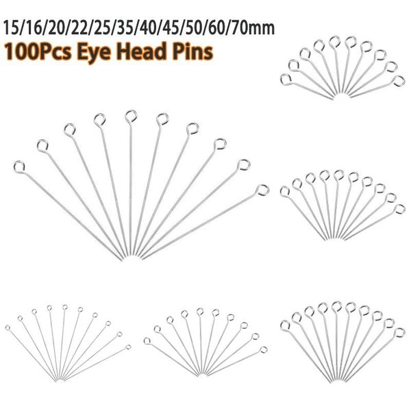 100pcs Eye Head Pins 15-16-20-22-25-35-40-45-50-60-70mm Eye Pins Findings For Diy Jewelry Making Jewelry Accessories Matron Inn