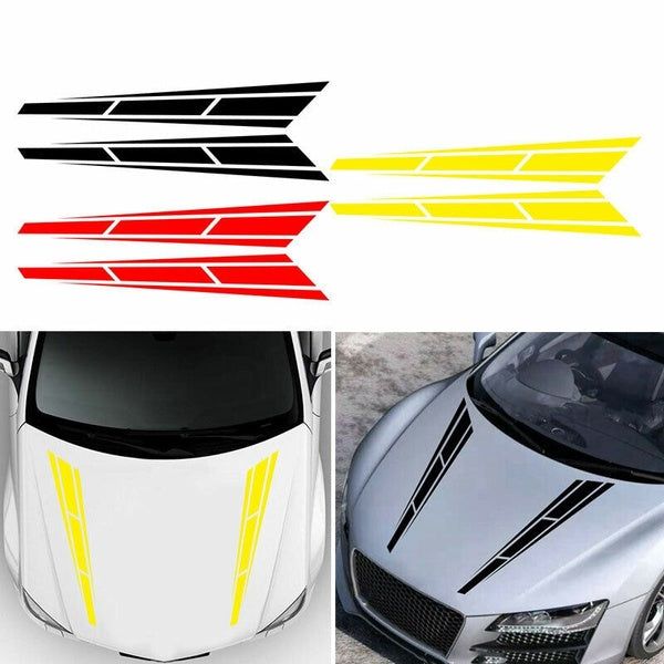1Pair 32.28"x10.87" Car Hood Stripe Sticker Auto Racing Exterior Decal Decoration for Car Hood Roof Trunk Skirt Bumper