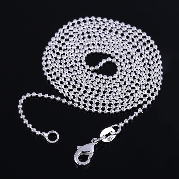 5 Sizes 16-24inch Round Ball Beaded 925 Sterling Silver Italy Necklace Chains With Lobster Clasps Link for Charms Pendant Wedding Party trendy Jewelr