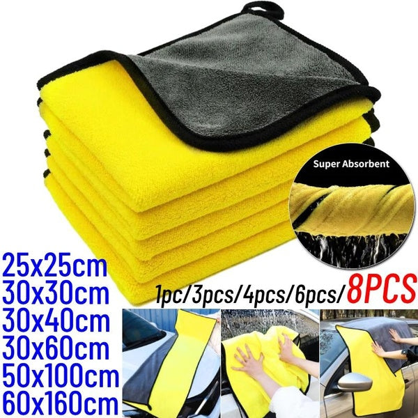 1-3-4-6-8pcs Super Absorbent Car Wash Towel Coral Fleece Car Wash Cloth Microfiber Towel Double-sided High-density Car Cleaning Towel Automotive Care