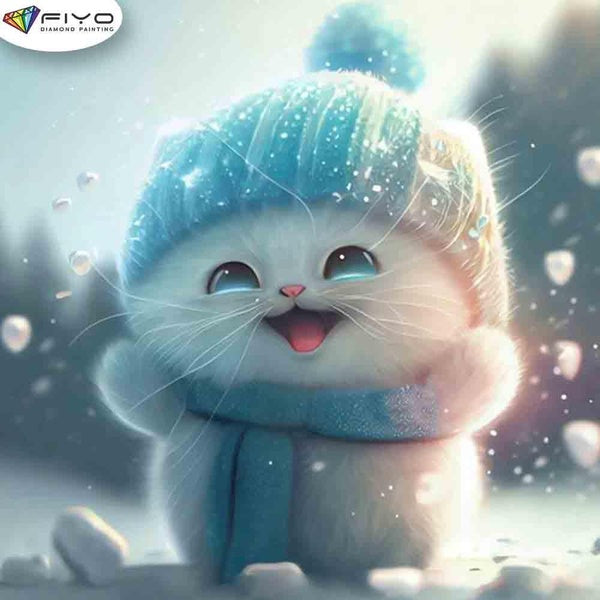 FIYO Lovely Cat Diamond Painting Kits for Adults DIY 5D Diamond Mosaic Diamond Painting Home and Kitchen Fashion Canvas Pictures Wall Decoration Gift