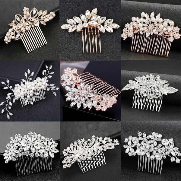 New Rhinestone Hair Accessories Ladies Bridal Wedding Hair Comb Pearl Hair Clip Matron Inn