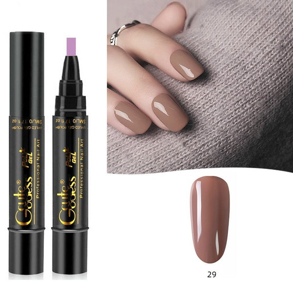 Fashion New 24 Colors 3 in 1 Step Nail Varnish Pen Glitter UV Led Lamp Nail DIY Gel Polish Pencil