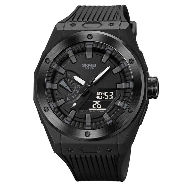 SKMEI - montre numérique à Quartz noir, bracelet en TPU, avec grande montre-bracelet analogique numérique lumineuse, sport décontracté, rétro-éclaira