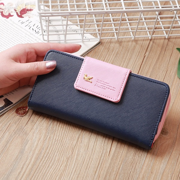 Fashion Women Wallets Bird Pattern Hasp Zipper Clutch Lady Handbags Coin Purse Money Bag Card Holder Brand Woman Wallet Burse