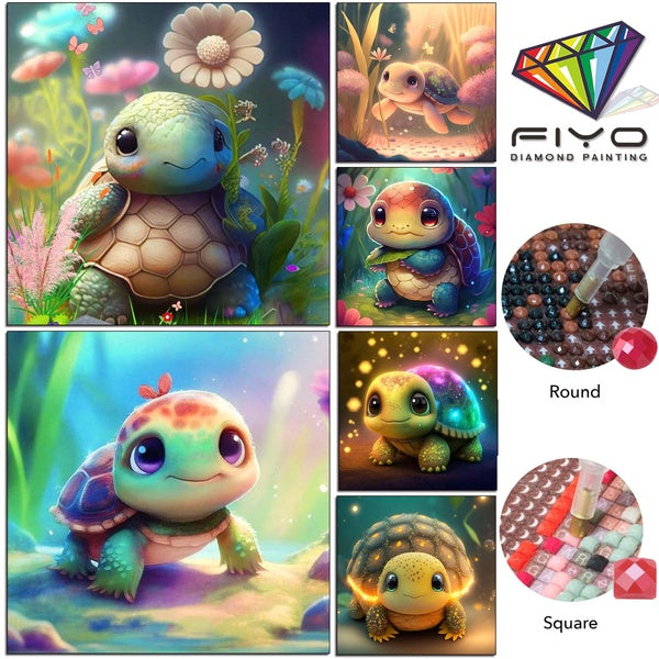FIYO Turtle Diamond Painting Kits For Adults DIY 5D Diamond Mosaic Diamond Painting Home and Kitchen Fashion Canvas Pictures Wall Decoration Gifts Ar