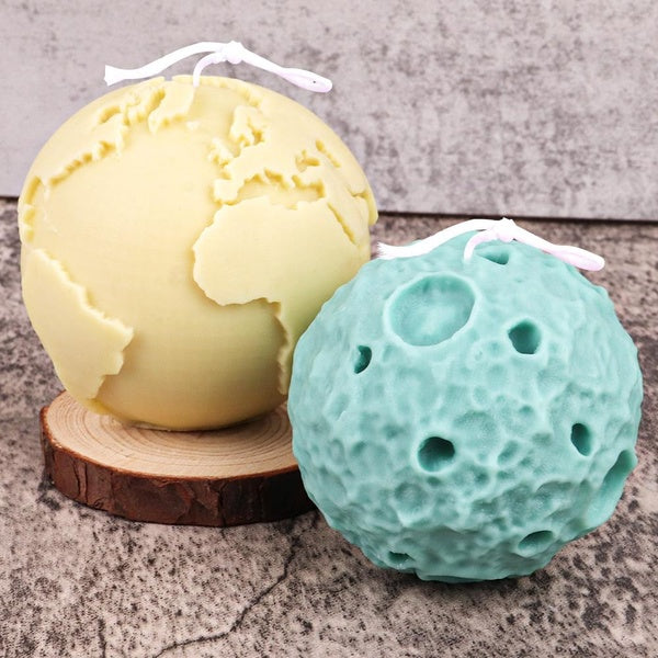 3D Planet Earth Silicone Candle Mold Ball Shape Aromatherapy Candle Making Soap Resin Mould Plaster Clay Crafts Gifts Home Decor