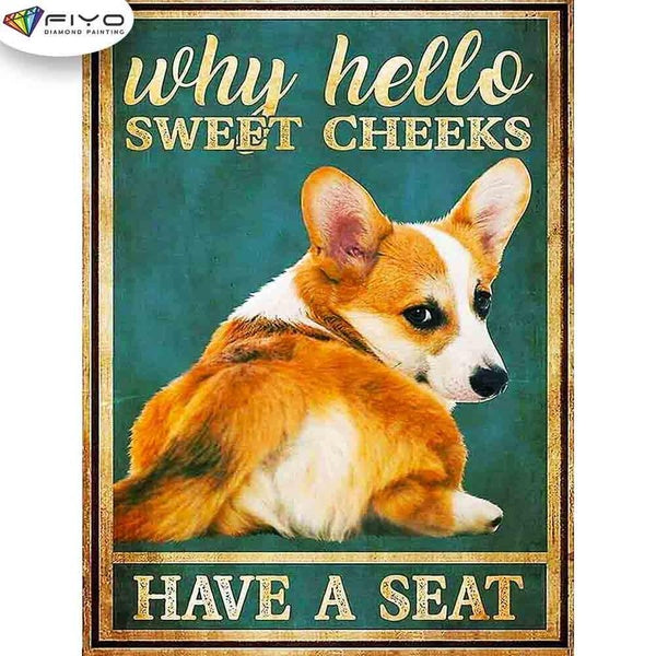 FIYO Dog Diamond Painting Kits For Adults DIY 5D Diamond Mosaic Diamond Painting Home and Kitchen Fashion Canvas Pictures Wall Decoration Gifts Arts