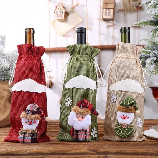 Creative New Christmas Decoration Supplies Christmas Wine Bottle Set Red Wine Champagne Bottle Bag Table Decoration