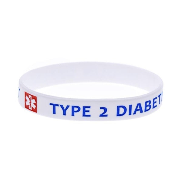1 bracelet en silicone pour diabétique de type 2 avec inscription « INSULINE DEPENDANT » blanc