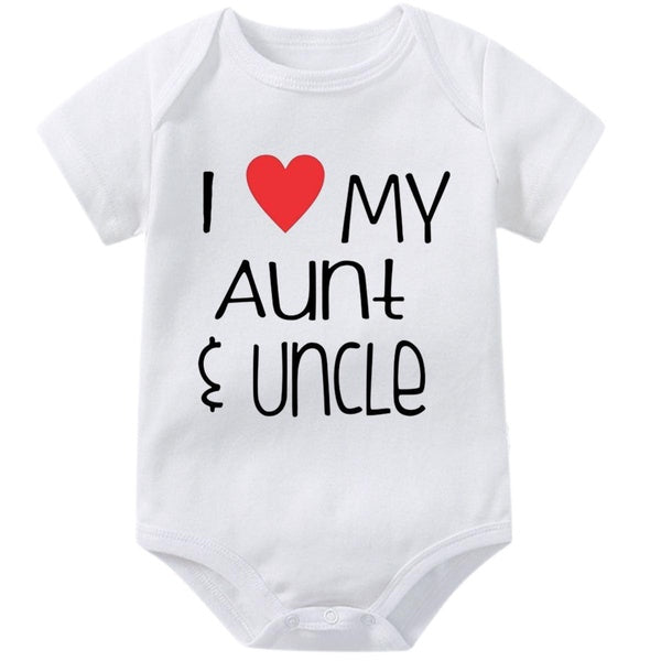 I Love My Aunt and Uncle Baby Onesie,Cute Baby Bodysuit for Boys Grils,Creeper Infant One-piece,Funny Novelty Short Sleeve Jumpsuit Romper,Newborn Ba