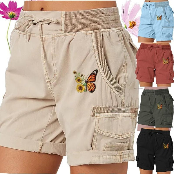 Fashion Butterfly Printed Women Shorts Harajuku Trending Activewear Cargo Shorts Comfot Casual Loose Bermuda Shorts Beach Pants